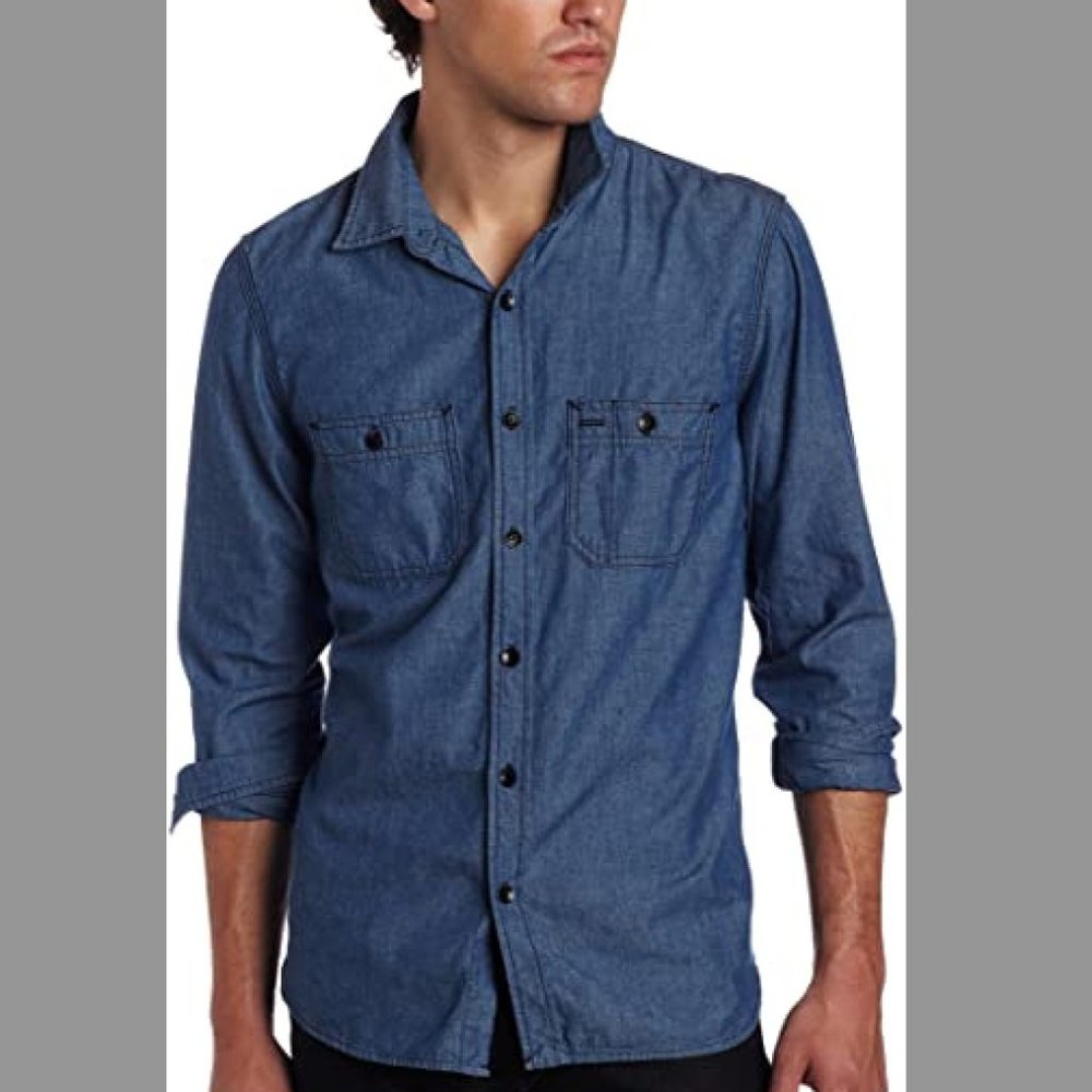 HUDSON JEANS Men's Long Sleeve Denim Shirt Size:XL